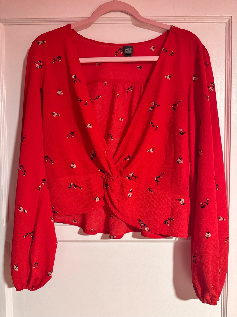 wild fable Red Twist-Front Floral Blouse